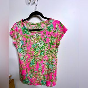 Lily Pulitzer Women’s Pink Betsey Floral Short Sleeve T Shirt Size Small